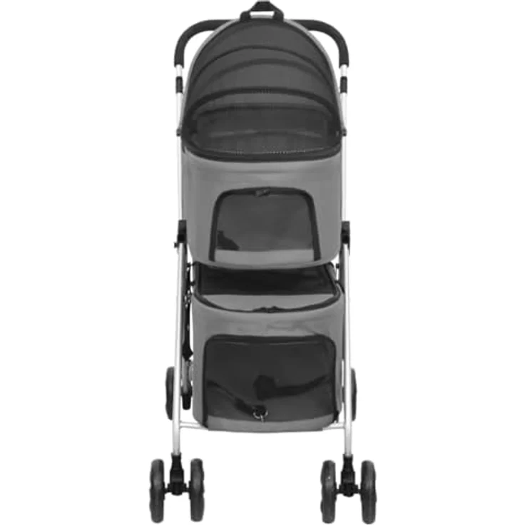 vidaXL Hunde-Transportbox Hundewagen für 2 Hunde Faltbar Grau 83x48x97 cm Oxford-Gewebe – Bild 3