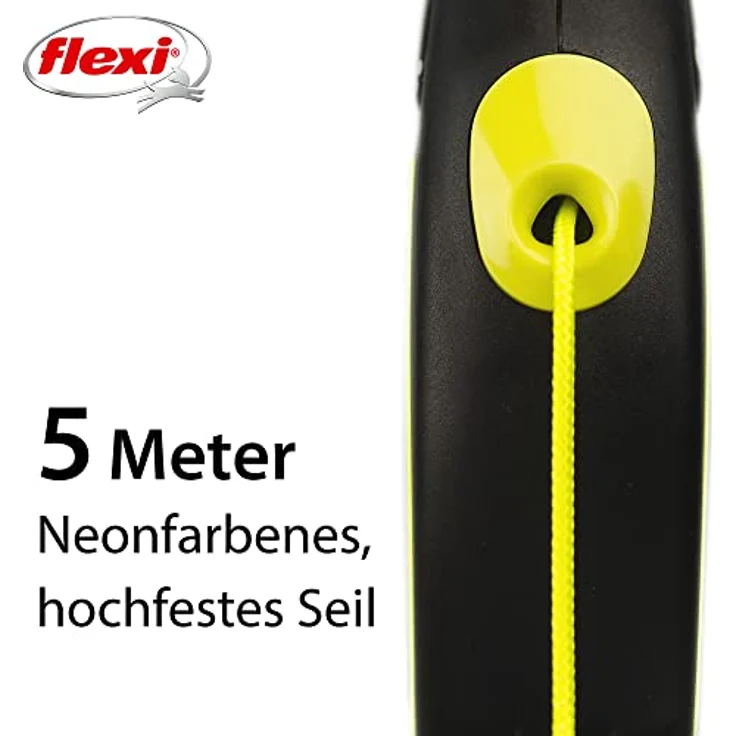 flexi New CLASSIC Neon Seil-Rollleine schwarz-neon S: 5 m bis 12 kg – Bild 4