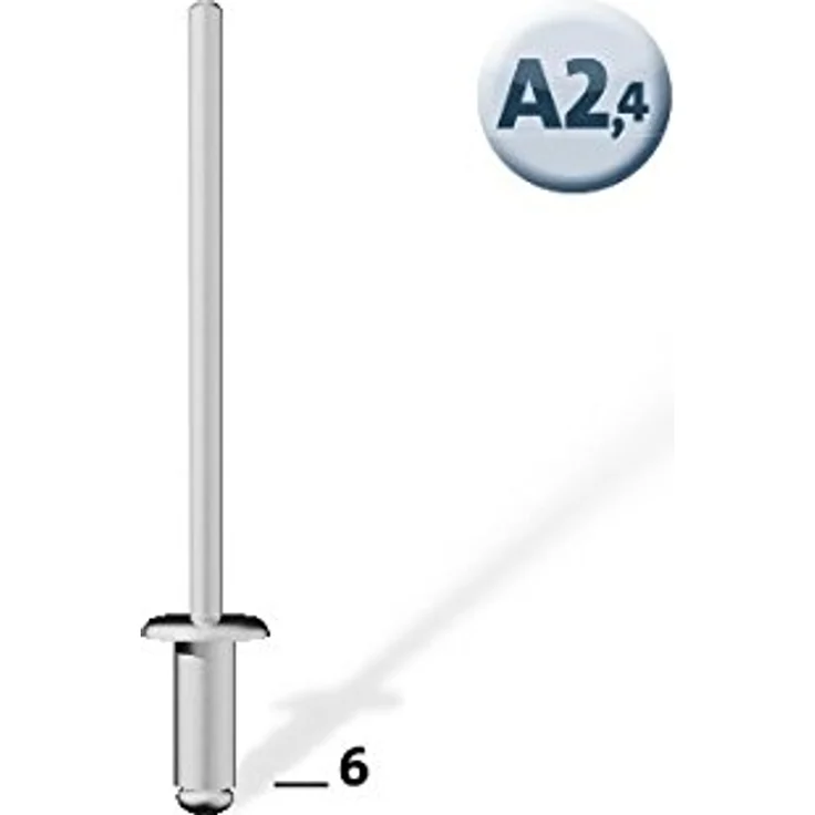 Novus Blindnieten Ø2,4 mm Aluminium, 6 mm Länge, 30 Nieten, 1.5-3.5 mm Klemmlänge, zur Befestigung von Nichteisen Metall – Bild 3