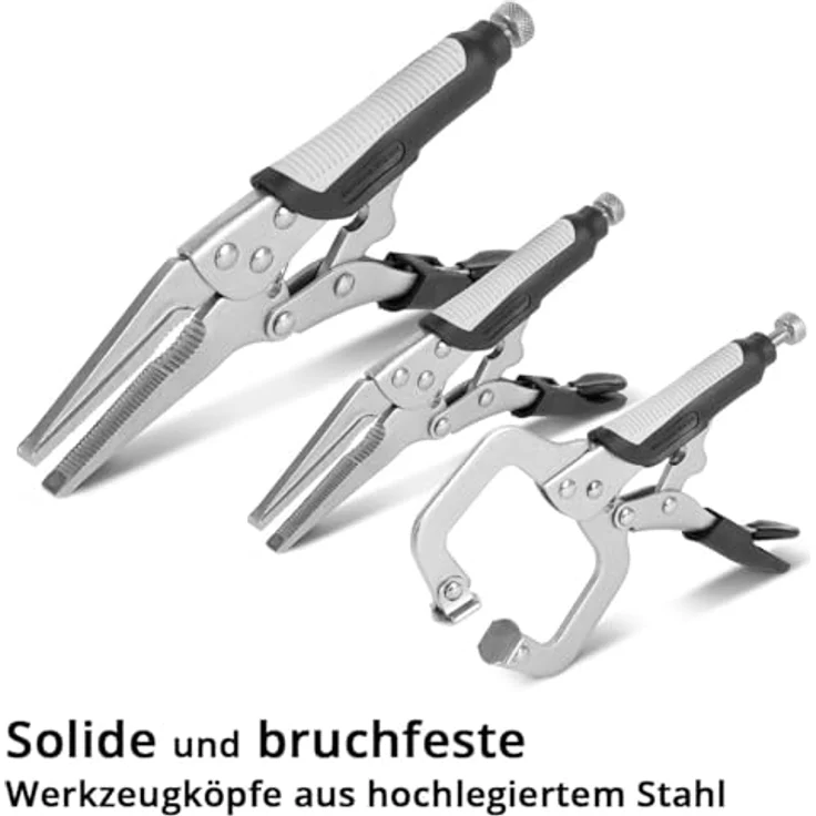 STAHLWERK Langbeck-Gripzangen Set 6-teilig, einstellbar (165/241 mm), inklusive ergonomische TPR-Griffe und Rolltasche – Bild 3