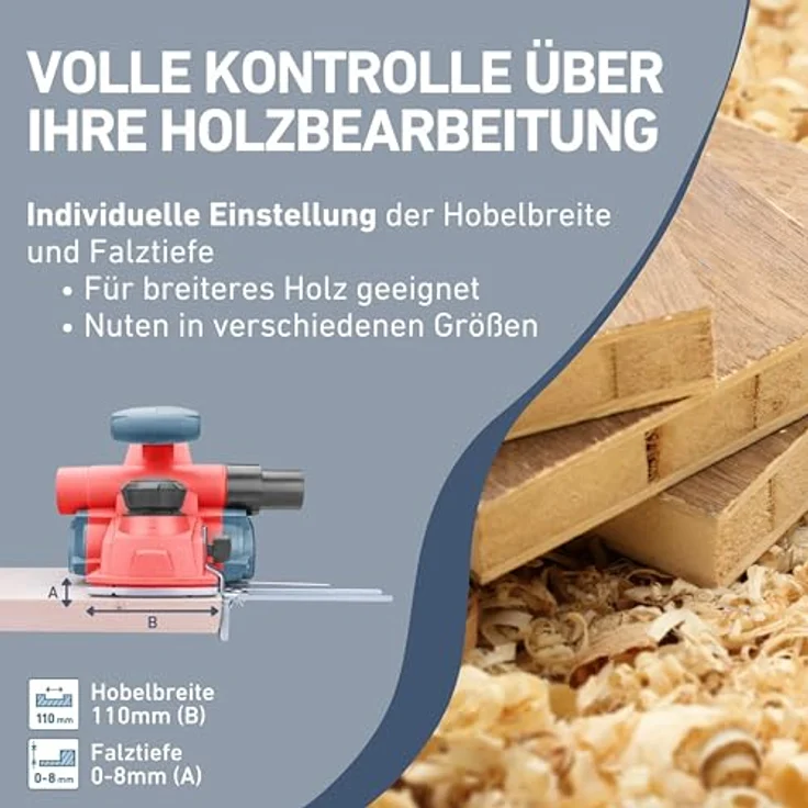 Extol Premium Elektrohobel 1000W I mit 110mm Hobelbreite & bis zu 3mm Spanntiefe, Staubfang und Stützfuß – Bild 3