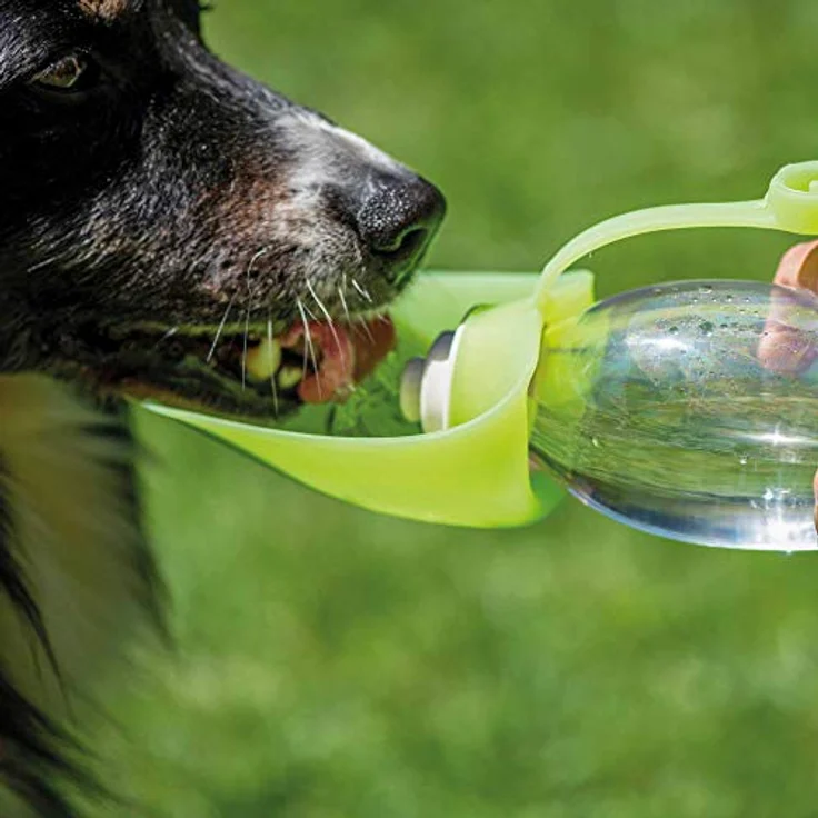 Schecker Hunde Trinkflasche Wasserflasche h2o Trinkflasche Wassernapf mit Silikon Trinkblatt Praktische Trinkflasche für unterwegs 0,6l - Preisvergleich – Bild 5