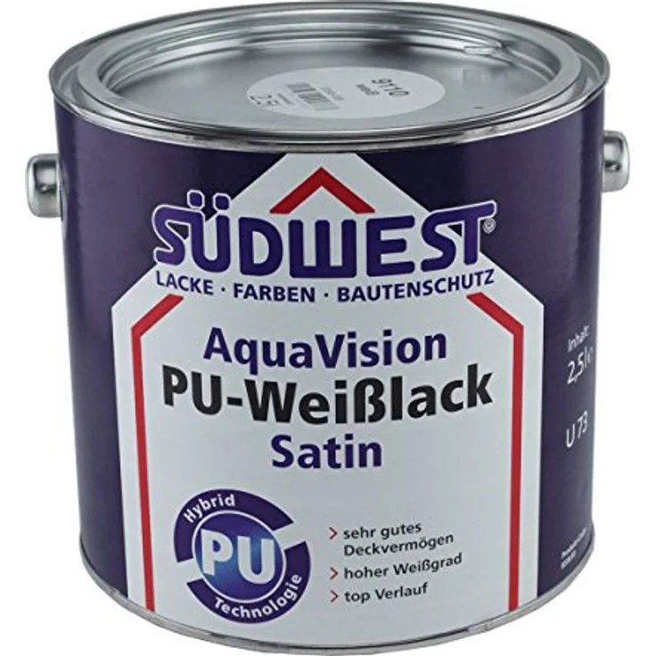Südwest AquaVision PU-Weißlack Satin 2,5 Liter – Bild 1