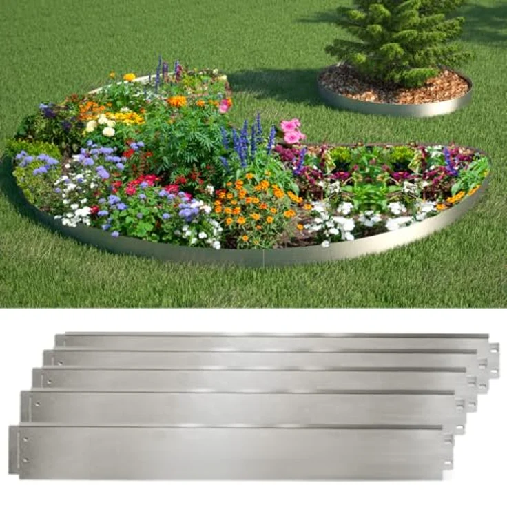 Rasenkante 25m 100x18cm verzinkt Beeteinfassung Beetumrandung Mähkante Metall Palisade – Bild 3