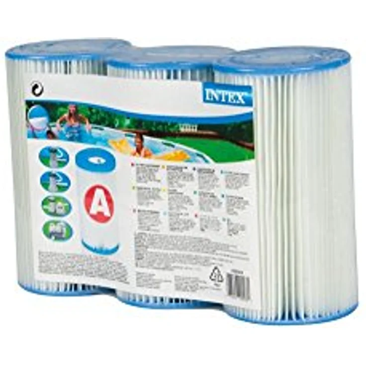 INTEX Filterkartusche Typ A 20 cm, Aussen 10,7 cm, Innen 4,7 cm, 3er Pack - Filter Kartusche Poolfilter Ersatzfilter Poolpumpe Lamellenfilter 3er Set – Bild 2