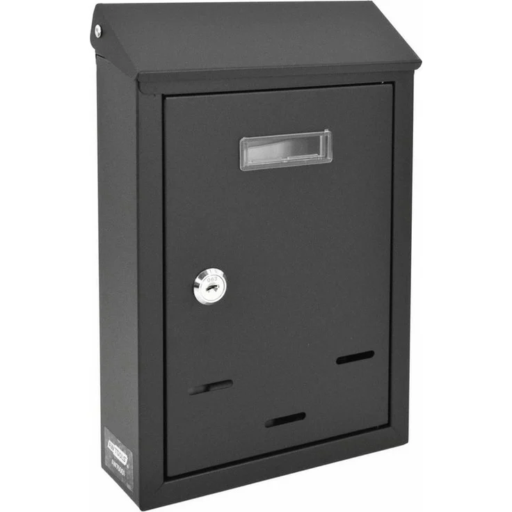 TRIZERATOP Briefkasten, schwarzer Briefkasten aus verzinktem Stahl, 300x200x65mm, abschließbar mit Sichtfenster, für A5-Post