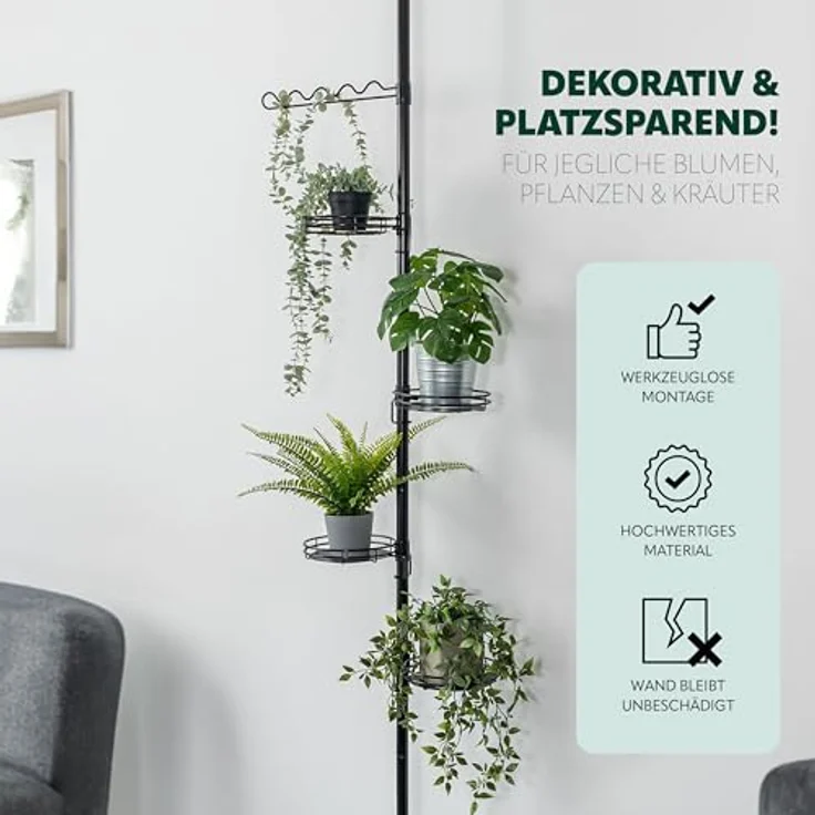bremermann Blumenständer Teleskop-Blumenregal mit 4 Ablagen, höhenverstellbare Blumentreppe in Metall, pulverbeschichtet – Bild 3