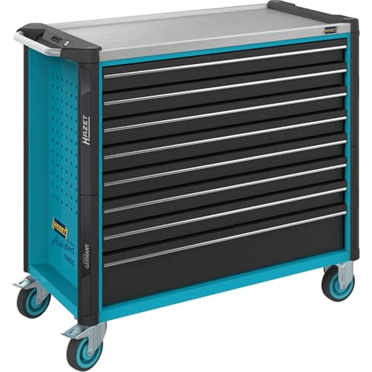 Hazet Werkstattwagen Assistent, 8 Schubladen (7 flach, 1 hoch), Edelstahl-Arbeitsfläche, mobil und robust, 870 x 522 mm – Bild 2
