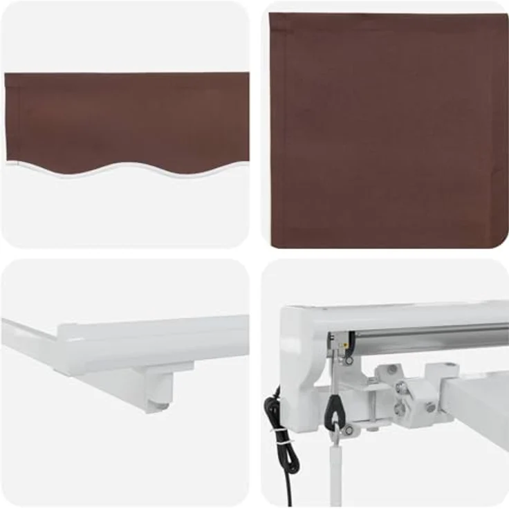 vidaXL Elektrische ausziehbare Markise, Braun 4 × 3,5 m, Wetterbeständiger Polyesterstoff, manuelle Kurbel und Fernbedienung – Bild 6