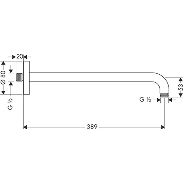 hansgrohe Brausearm (389 mm, Brushed Nickel), wandmontierbare Duschinstallation mit 90°-Winkel, Premiumqualität – Bild 2