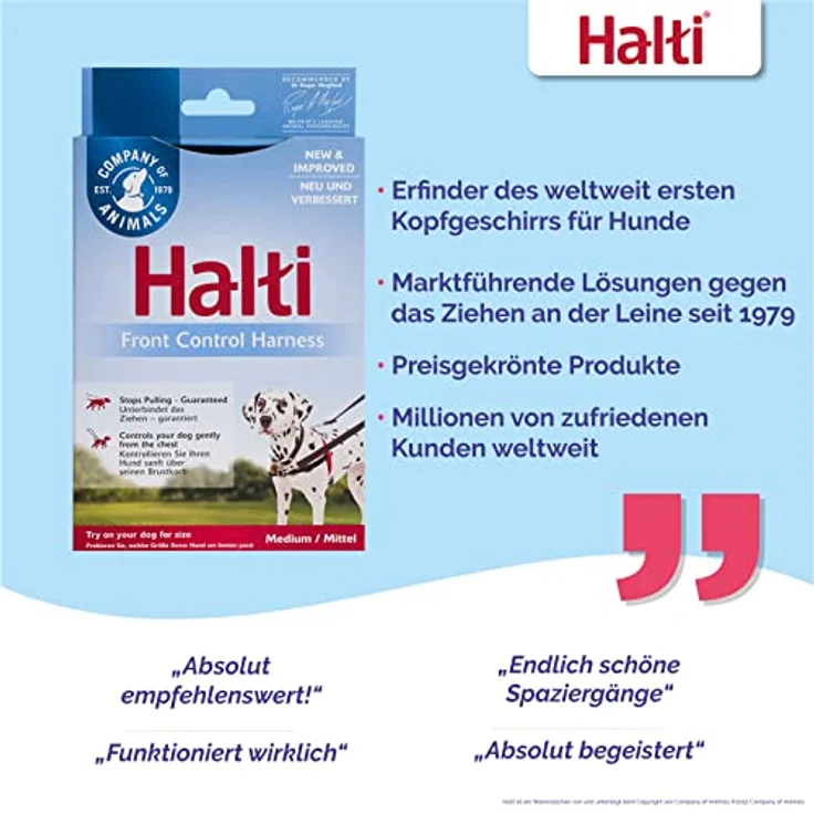 HALTI Front Control Anti-Zug Geschirr, Größe Mittel - Verhindert, dass Ihr Hund an der Leine zieht, Kontrollieren Sie Ihren Hund sanft über den Brustbereich, Einfache Anpassung und Benutzung – Bild 4