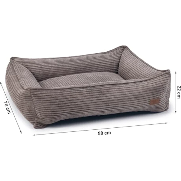 Designed by Lotte Ribbed Hundebett + Katzenbett, 80 x 70 x 22 cm, braun, mit gerippter Oberfläche, weich und bequem, rutschfeste Unterseite, waschbar bis 30 Grad – Bild 2