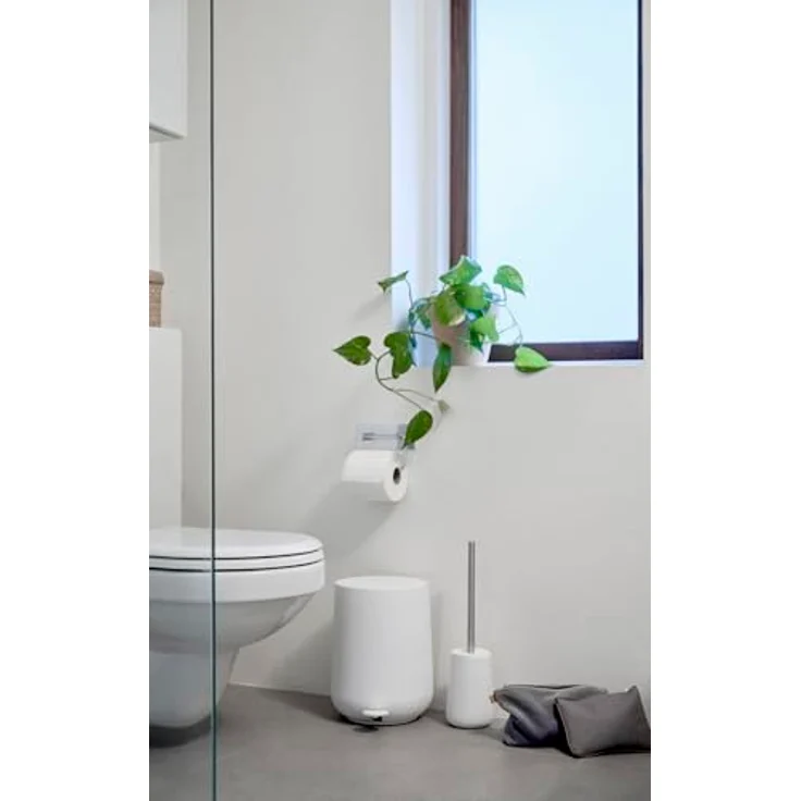 Zone Denmark Nova Toilettenbürste, Klobürste aus Porzellan und Edelstahl, WC Bürste mit Bürstenhalter, Soft-Touch-Beschichtung, Durchm. 10,3 cm, Höhe 37 cm, Weiß – Bild 2