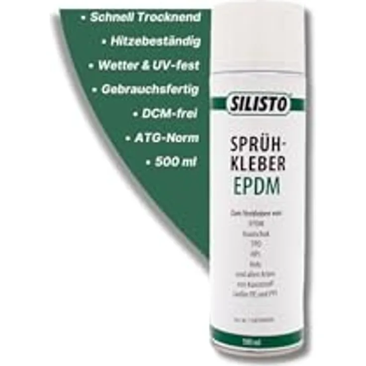 Silisto Sprühkleber EPDM 500ml, universeller Textil- und Bastelkleber, hitzebeständig, schnell trocknend, für Holz, Beton, Metall und Kunststoffe geeignet