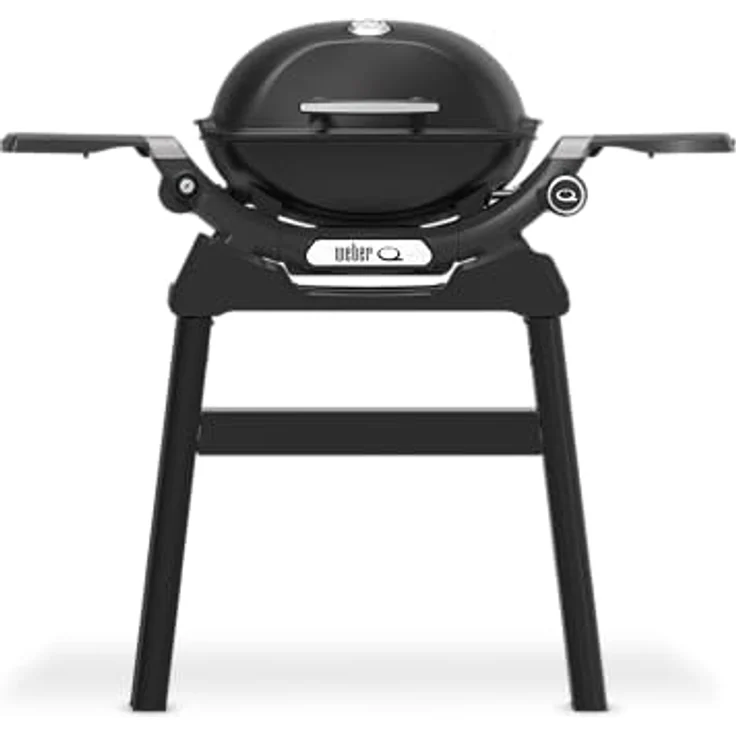 Weber Q1200N, Gasgrill mit Stand Schwarz, porzellanemaillierter Guss-Grillrost, frontale Fettauffangschale – Bild 3