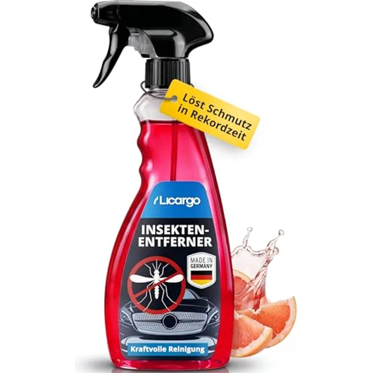 LICARGO Insektenentferner Auto 750ml – kraftvoller Insektenreiniger für Lack, Glas, Chrom und Kunststoff, pink mit Grapefruitduft
