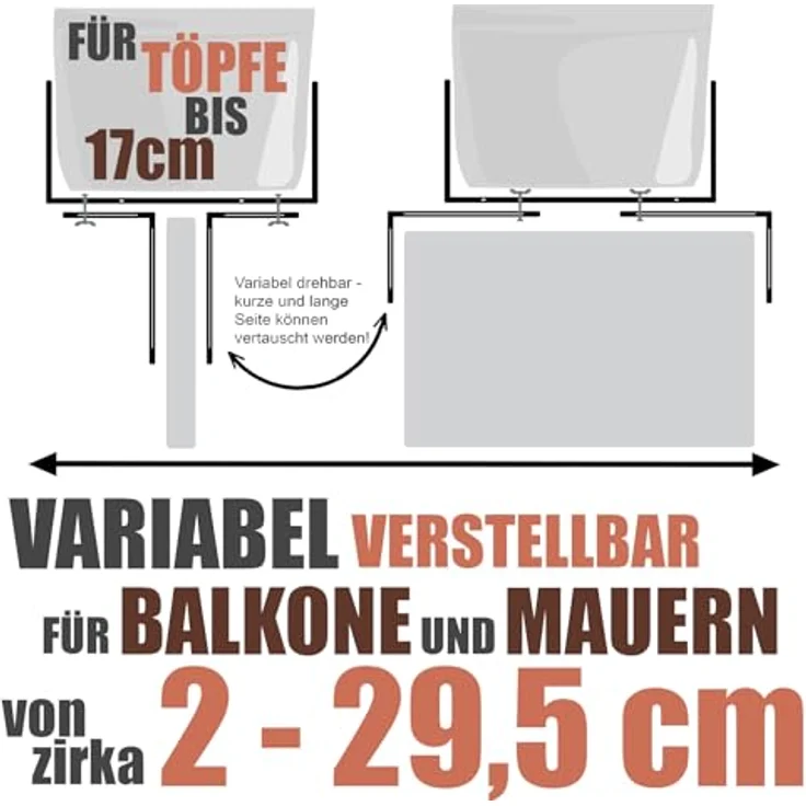 4 Paar Blumenkastenhalter terrakotta Standard H-Form Kasten Halter Balkonkastenh – Bild 3
