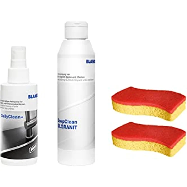 BLANCO DeepClean Silgranit Set | Reinigungsmittel und Pflegemittel für Silgranitspülen | All-in-one-Reinigungsset (DailyClean+DeepCleanSILGRANIT+SpontexSchwamm) | Profireiniger für saubere Küchen – Bild 1