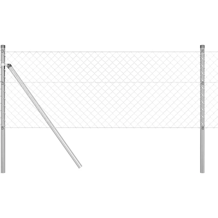 vidaXL Bodenmontierter Maschendrahtzaun, 10 x 0,4 m, verzinkter Stahl, wetterbeständig und korrosionsgeschützt, in Silber