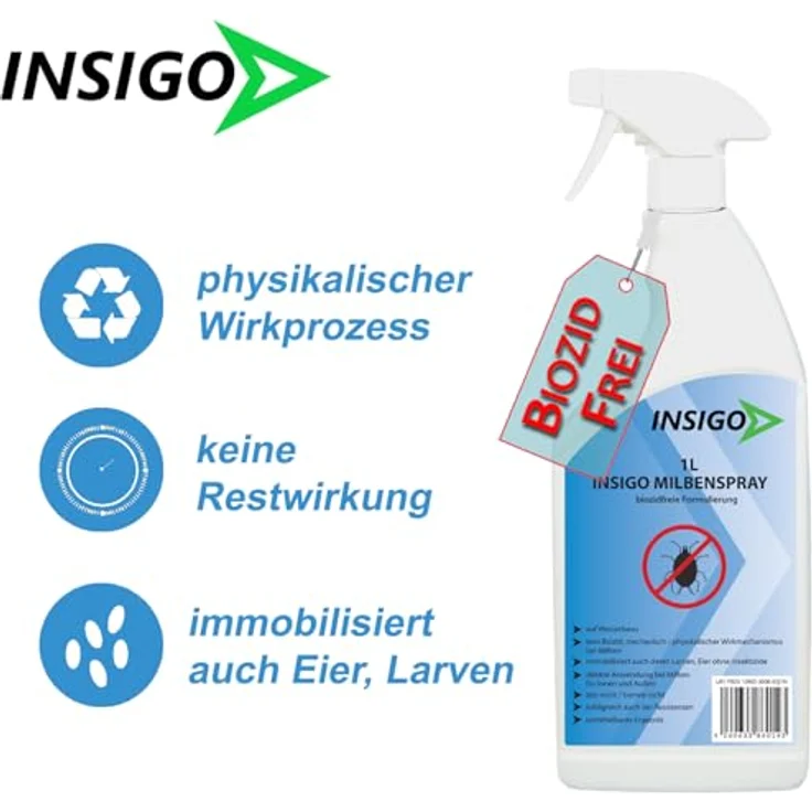 INSIGO Insektenspray Anti Milben-Spray, 6 l, biozidfreie Formel auf Wasserbasis, geruchsarm, nicht ätzend, für Innen- und Außenbereich – Bild 5