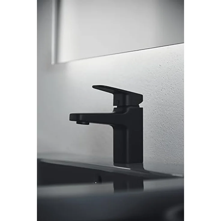 Ideal Standard BD214XG Ceraplan Waschtischarmatur H75, mit Zugknopf-Ablaufgarnitur, Ausladung 10,3 cm, Schwarz (Silk Black) – Bild 4