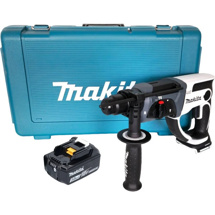 Makita DHR 202 F1W, Schlagbohrmaschine 18 V mit 20 mm Durchmesser, 2,0J Leistung, weiß + 1x Akku 3,0Ah + Koffer - ohne Lader