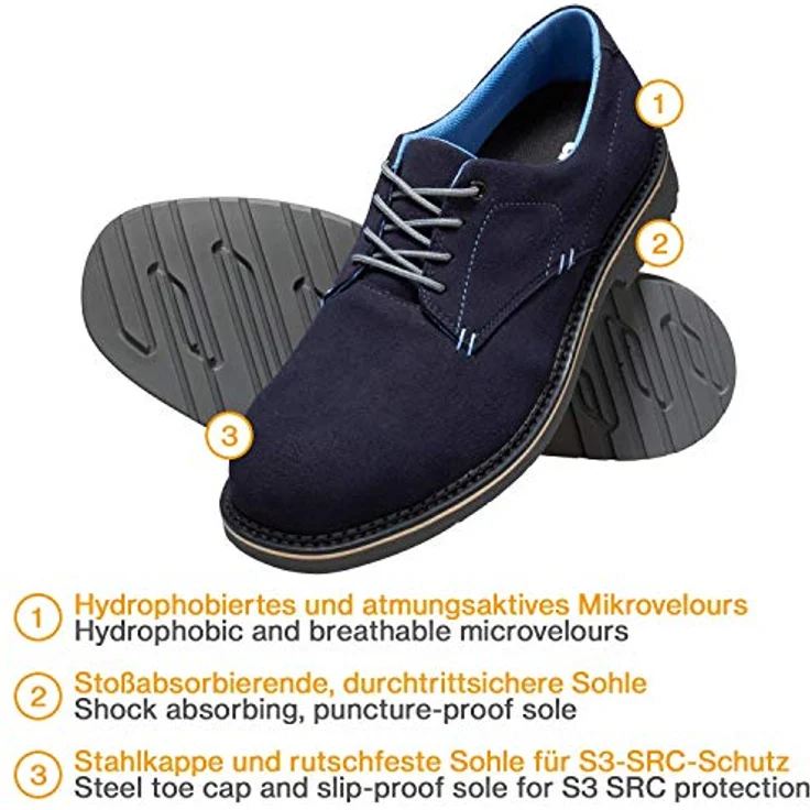 Uvex 1 Business - Sicherheitsschuhe S3 SRC ESD - Blau/Grau, Größe:43 – Bild 2