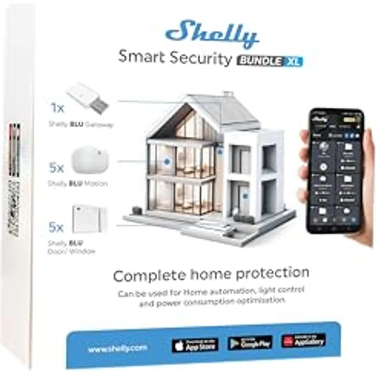 Shelly Smart Security Bundle XL | Intelligenter Bluetooth-Sicherheitspaket mit Bluetooth Gateway, Bewegungssensor und Fenstersensor | Lange Akkulaufzeit, Kein Hub Erforderlich | Heimautomatisierung - Preisvergleich – Bild 1