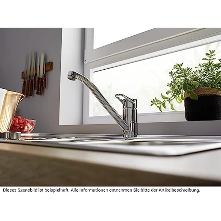 Blanco BLANCOWEGA II, Küchenarmatur in Chrom, Niederdruck, Kopfhebelarmatur für kompakte Spülen – Bild 2