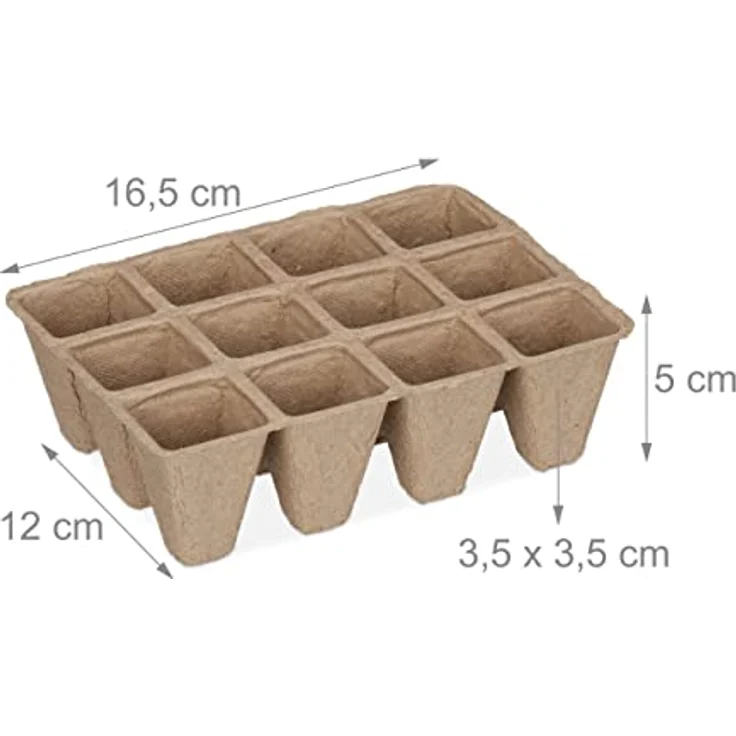 relaxdays Anzuchttopf Set, Eckige Anzuchttöpfe aus Zellulose, Beige, 17 Stück für umweltbewusstes Anpflanzen – Bild 4