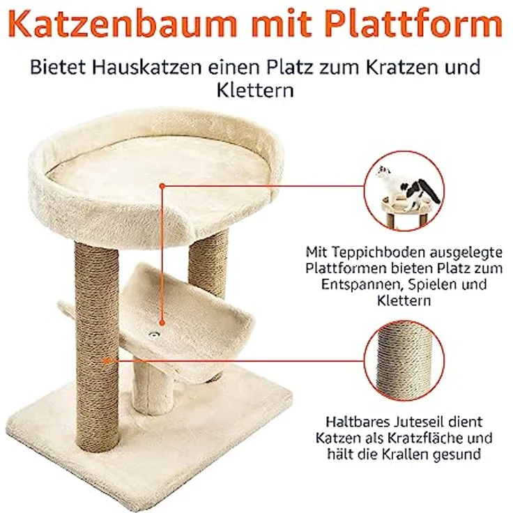 Amazon Basics Katzenbaum mit Plattform, 45,7 x 35,6 x 55,9 cm, Beige – Bild 4
