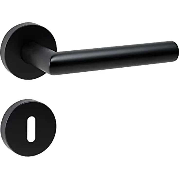 ck-türbeschläge Drückergarnitur New Orleans Schwarz matt für Zimmertüren DIN-Norm (BB (Buntbart)) – Bild 1
