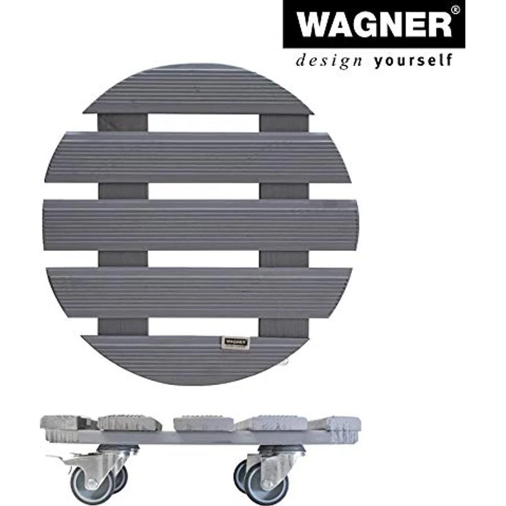 WAGNER Pflanzenroller CREO Ø 38 cm I Pflanzenroller & Blumenroller für Außenbereich + Innenbereich, grau I Kübelroller aus Holz mit 2 Total-Feststellern I Tragkraft 200 kg I Made in EU ?20086301 – Bild 6