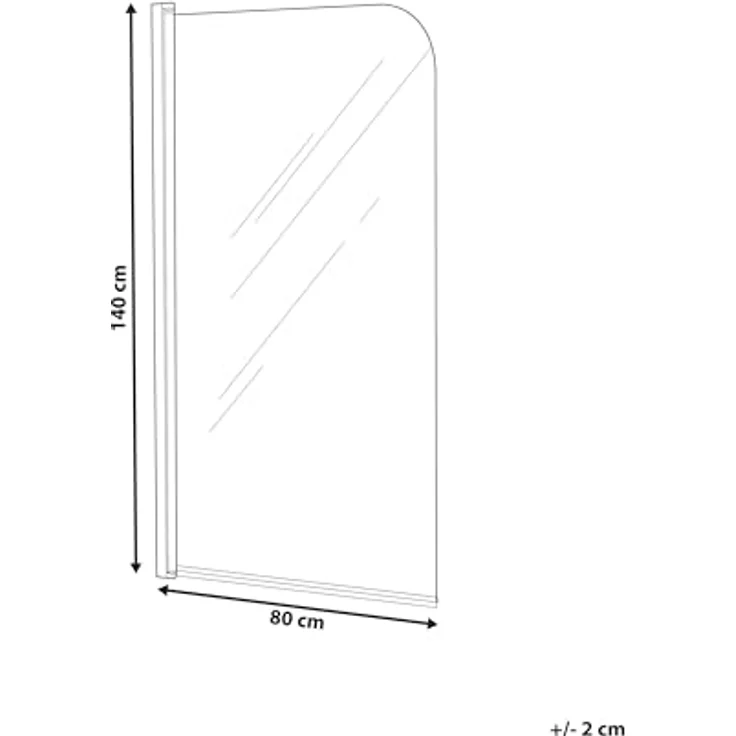 Beliani Badewannenaufsatz Gold, 1-Teilig, Schwenkbar, Sicherheitsglas und Aluminiumprofil, 140 cm hoch, 80 cm breit, Modern für Badezimmer – Bild 3