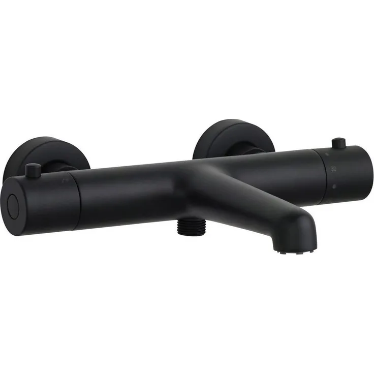 SCHÖNER WOHNEN-Kollektion Wannenthermostat DICU, Badewannenarmatur mit Verbrühschutz, mattschwarz, Thermostat und Mischbatterie für Badewanne mit präziser Temperaturregelung