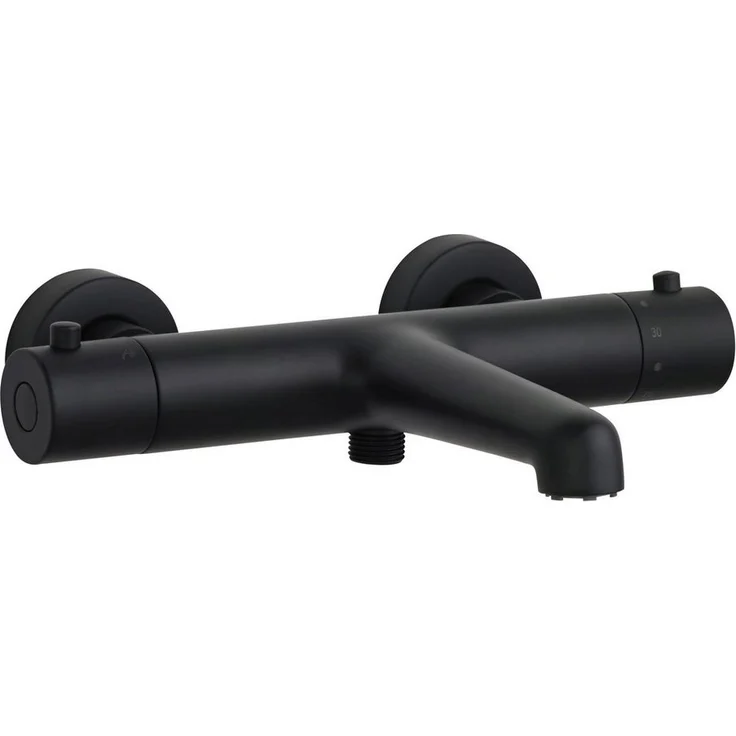 SCHÖNER WOHNEN-Kollektion Wannenthermostat DICU, Badewannenarmatur mit Verbrühschutz, mattschwarz, Thermostat und Mischbatterie für Badewanne mit präziser Temperaturregelung