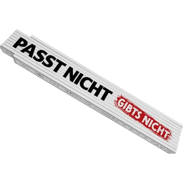 speecheese Passt nicht gibts nicht Meterstab aus Holz, witziger Zollstock mit Handwerkerspruch, 10 Gelenke, Maße 24x3,5 cm, Geschenk für Männer