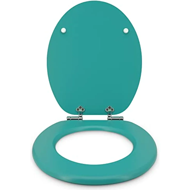 Sanfino WC Sitz Mars Green, Toilettendeckel aus Holz mit Absenkautomatik und verchromten Metallscharnieren, 43,5 x 37,5 cm – Bild 3