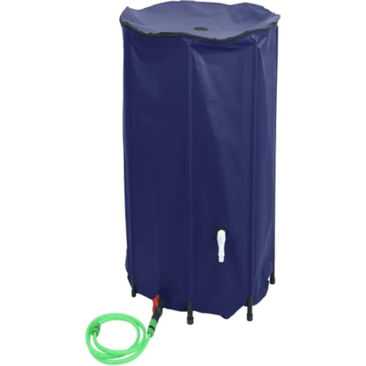 vidaXL Faltbarer Wassertank 380 L PVC mit Wasserhahn, blau, langlebig und reißfest, inkl. Wasserschlauch – Bild 4