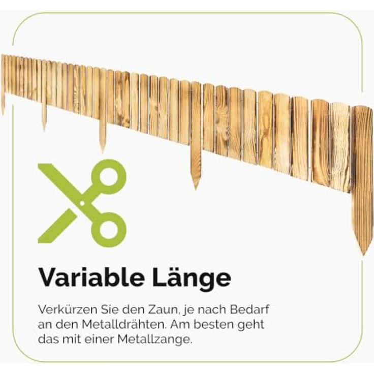 Garronda Rasenkante Beeteinfassung aus gebranntem Kiefernholz, 200x40 cm, flexible Montage und natürliche Beetbegrenzung – Bild 4