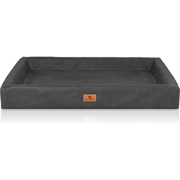 Knuffelwuff orthopädisches Hundebett Austin aus Kunstleder M-L 85 x 65cm Schwarz – Bild 2