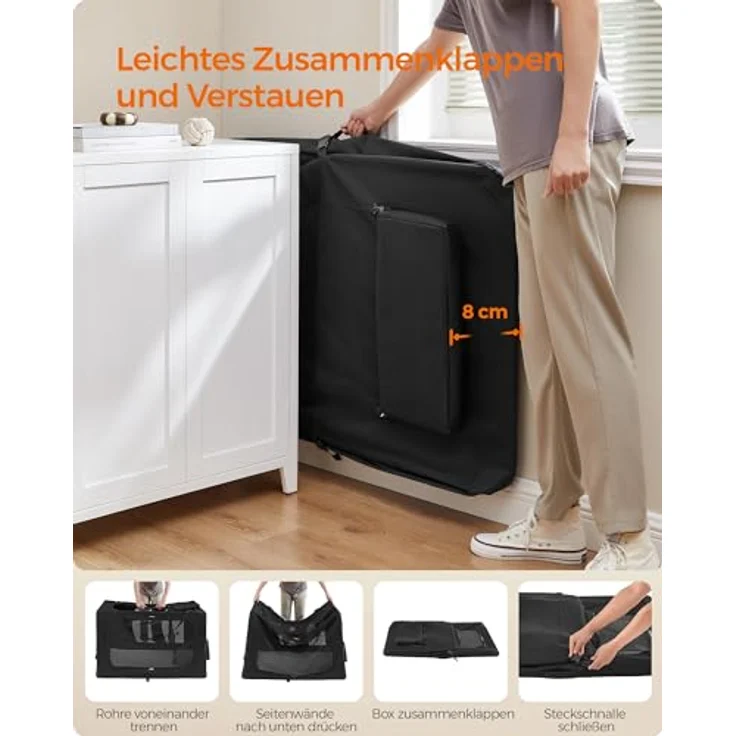 Feandrea Hundebox faltbar, Transportbox Hund, XXXXL, atmungsaktiv, schwarz – Bild 5