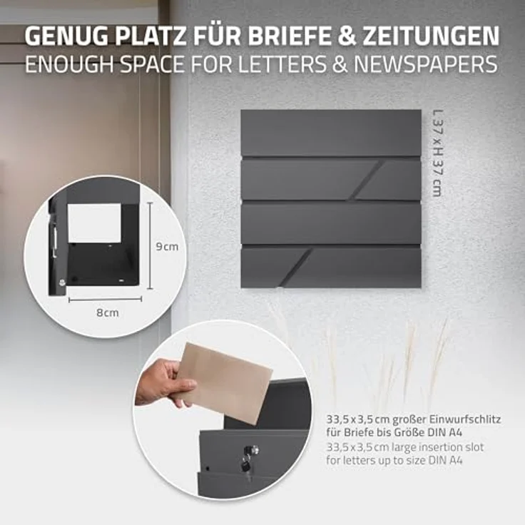ML-DESIGN Standbriefkasten Briefkasten Postkasten mit Zeitungsfach inkl. Standfuß, Briefkastenanlage mit Ständer Silber 120cm Mailbox mit Pfosten, Edelstahl, rostfrei, wetterfest – Bild 7