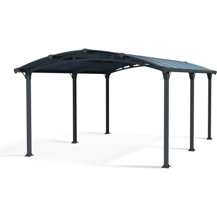 Palram Arcadia 5000 Carport, robuster Aluminium-Unterstand für ganzjährige Nutzung, grau, schneelastfähig bis 150 kg/m²