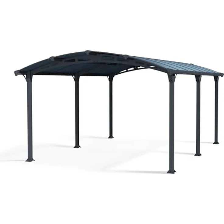 Palram Arcadia 5000 Carport, robuster Aluminium-Unterstand für ganzjährige Nutzung, grau, schneelastfähig bis 150 kg/m² – Bild 1