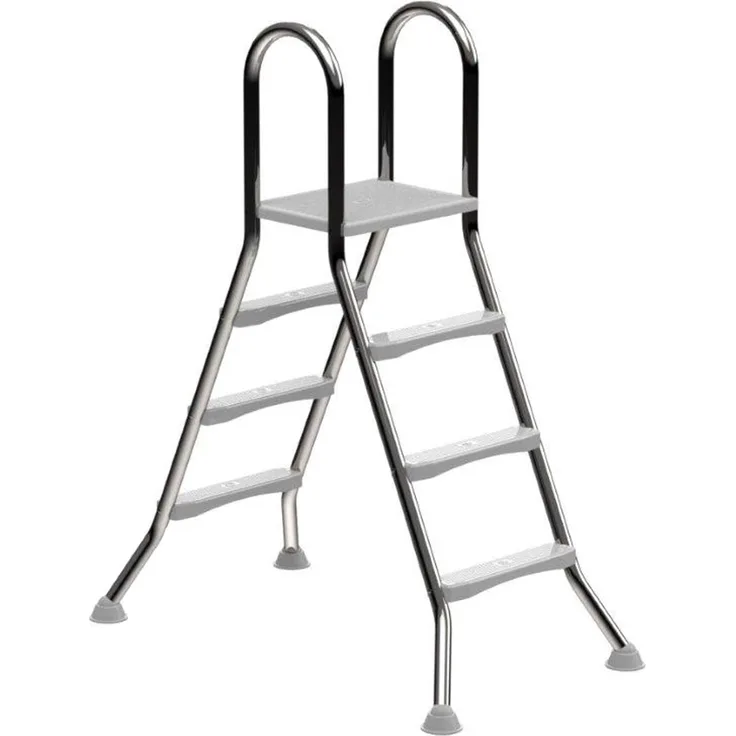 Eichenwald Hochbeckenleiter Modell 57, freistehende Edelstahl-Poolleiter für Beckenhöhe 1,00m, 3/3-Stufen, max. Tragkraft 120 kg