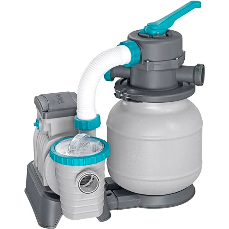 Bestway Sandfilteranlage 58515, Sandpumpe mit 6-Stufen-Regelventil und ChemConnect, für Pools bis 1600 l, 3028 l/h, korrosionsbeständig