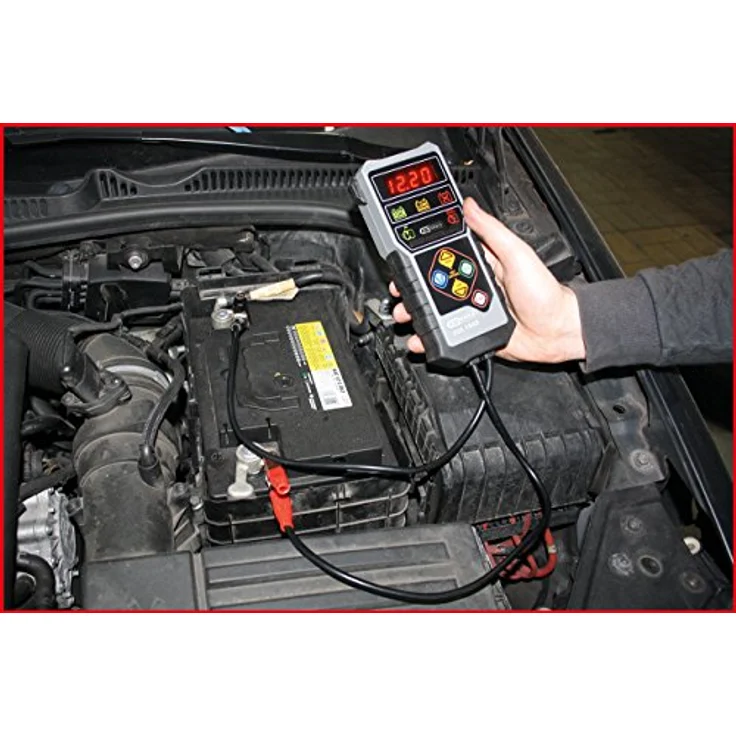 KS TOOLS 12V Digital-Batterietester 550.1645, LCD-Display, Temperaturkompensation, Krokodilpolklemmen, für Bleisäure- und Gelbatterien – Bild 4
