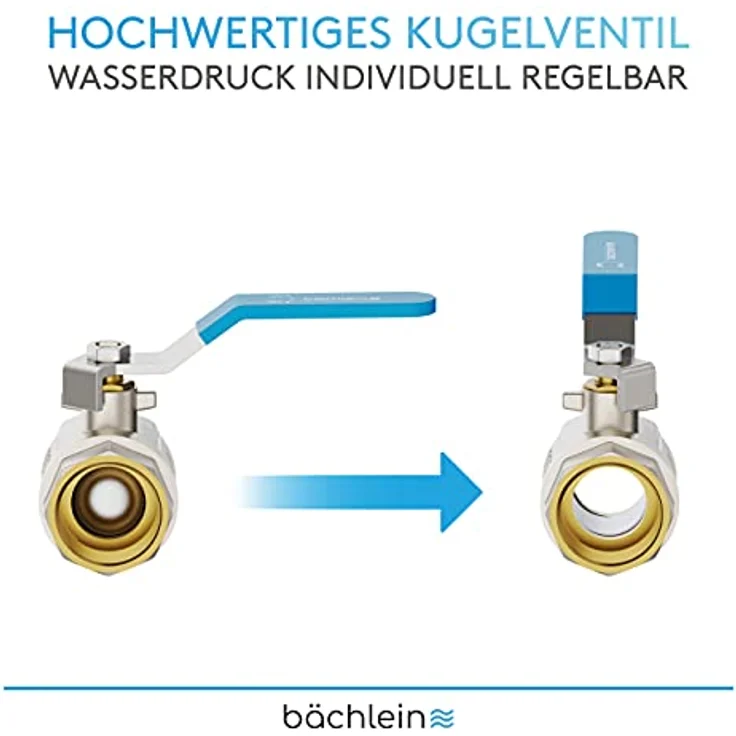 Bächlein Universal Kugelhahn – Kugelventil aus Messing mit Hebel-Griff und beidseitigem 1 Zoll Innengewinde – Absperrventil mit vollem Durchgang – Bild 4