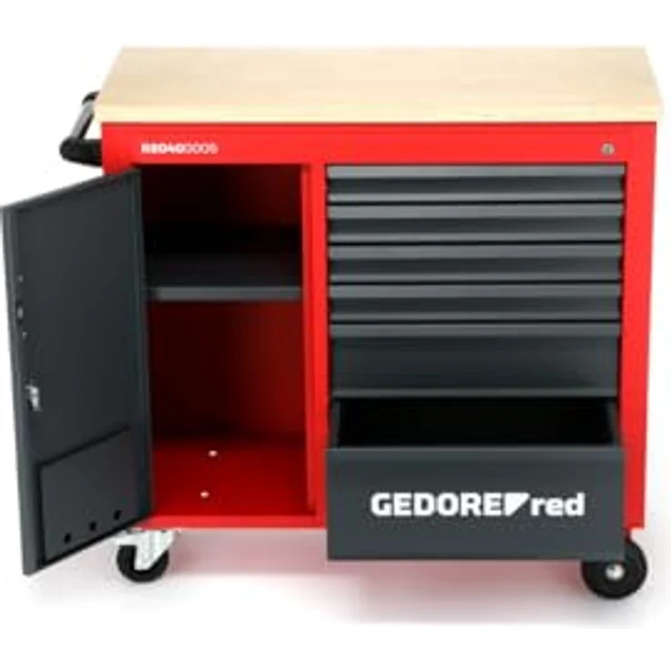 GEDORE red Werkstattwagen MECHANIC PLUS mit 6 Schubladen mit massiver Holzplatte – Bild 5